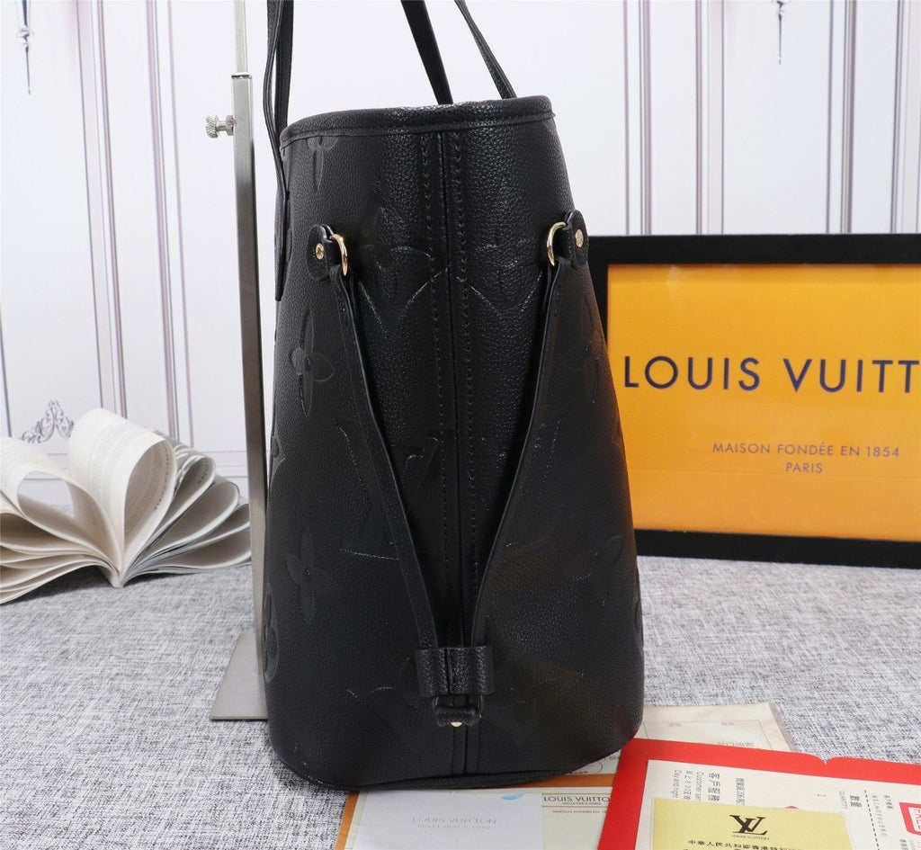 Louis Vuitton Neverfull MM Tote Bag Monogram Empreinte Black For Women Handbags, Shoulder Bags 12.2in/31cm LV M45685