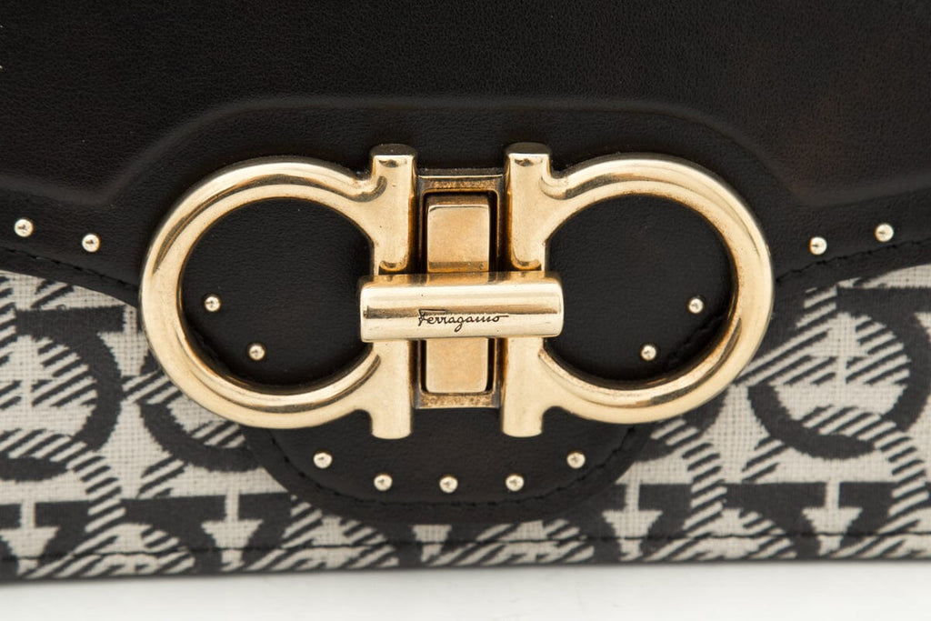 Ferragamo Leather and Gianicci Monogram Handbag & Wallet Set