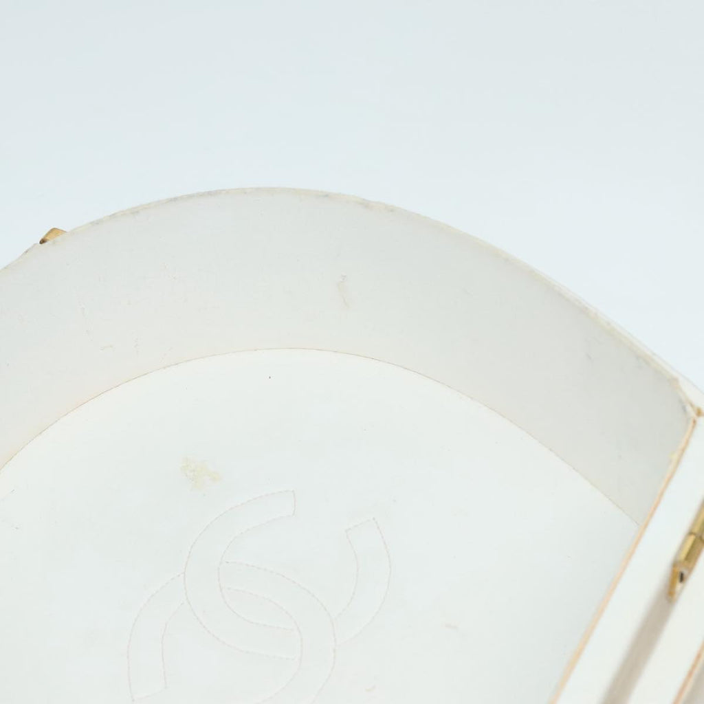 CHANEL Vanity Hand Bag Leather White CC 92088