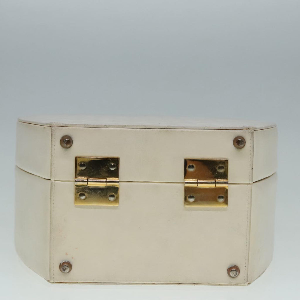 CHANEL Vanity Hand Bag Leather White CC 92088