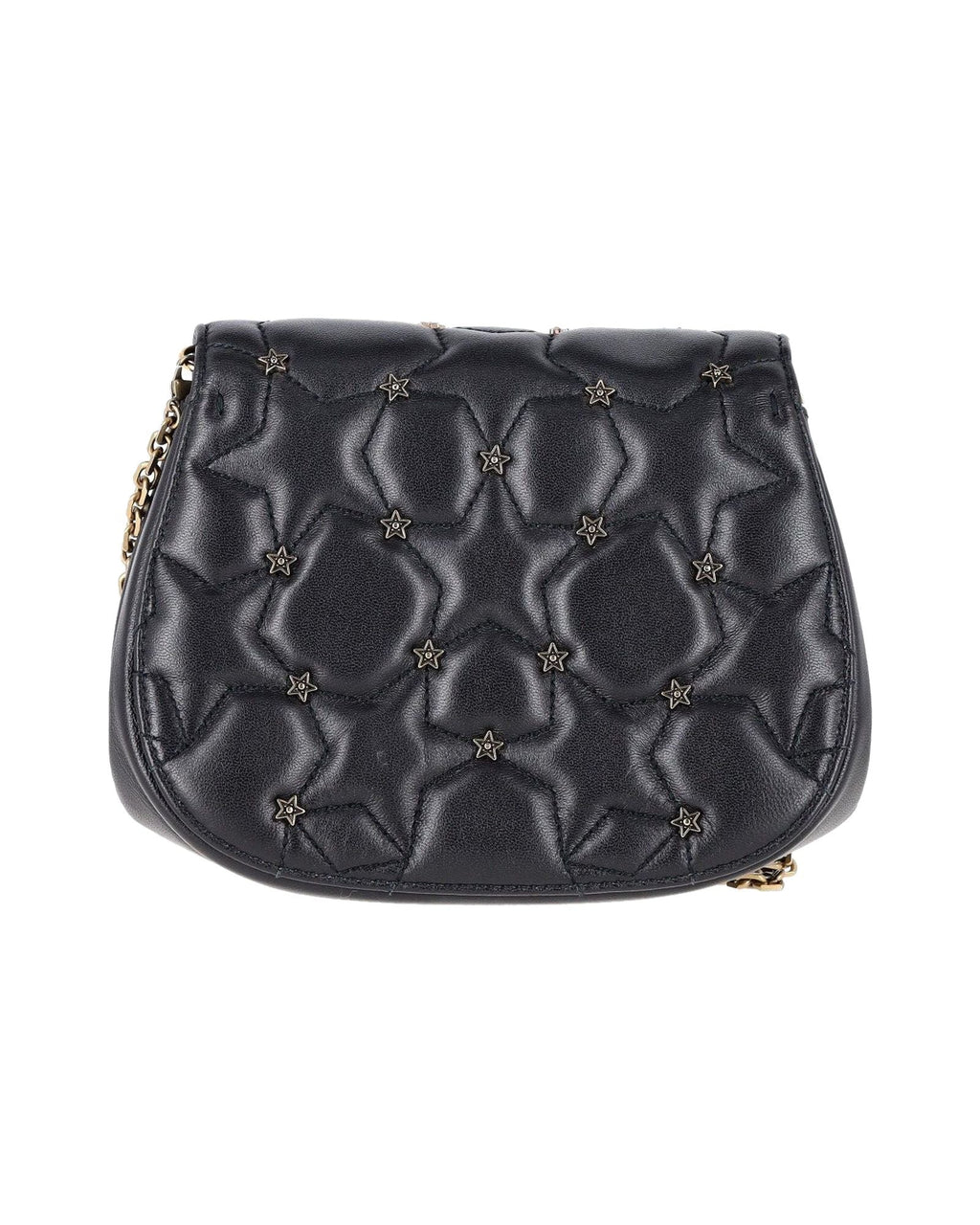 Dior Studded D-Fence Round Clutch with Chain in Black Leather