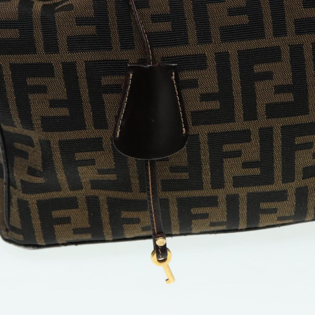 FENDI Zucca Canvas Vanity Hand Bag Brown 92101