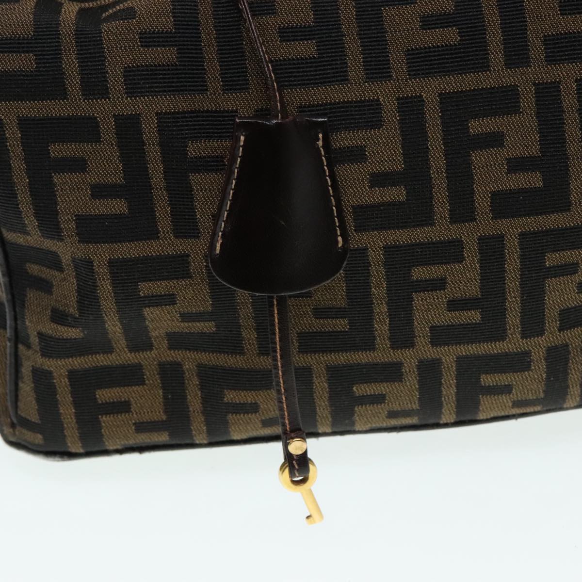 FENDI Zucca Canvas Vanity Hand Bag Brown 92101