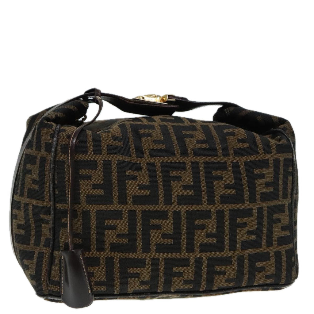FENDI Zucca Canvas Vanity Hand Bag Brown 92101