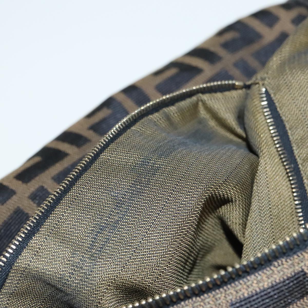 FENDI Zucca Canvas Vanity Hand Bag Brown 92101