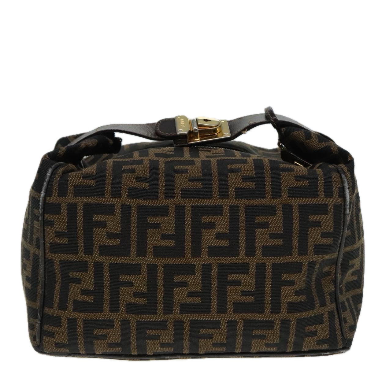 FENDI Zucca Canvas Vanity Hand Bag Brown 92101