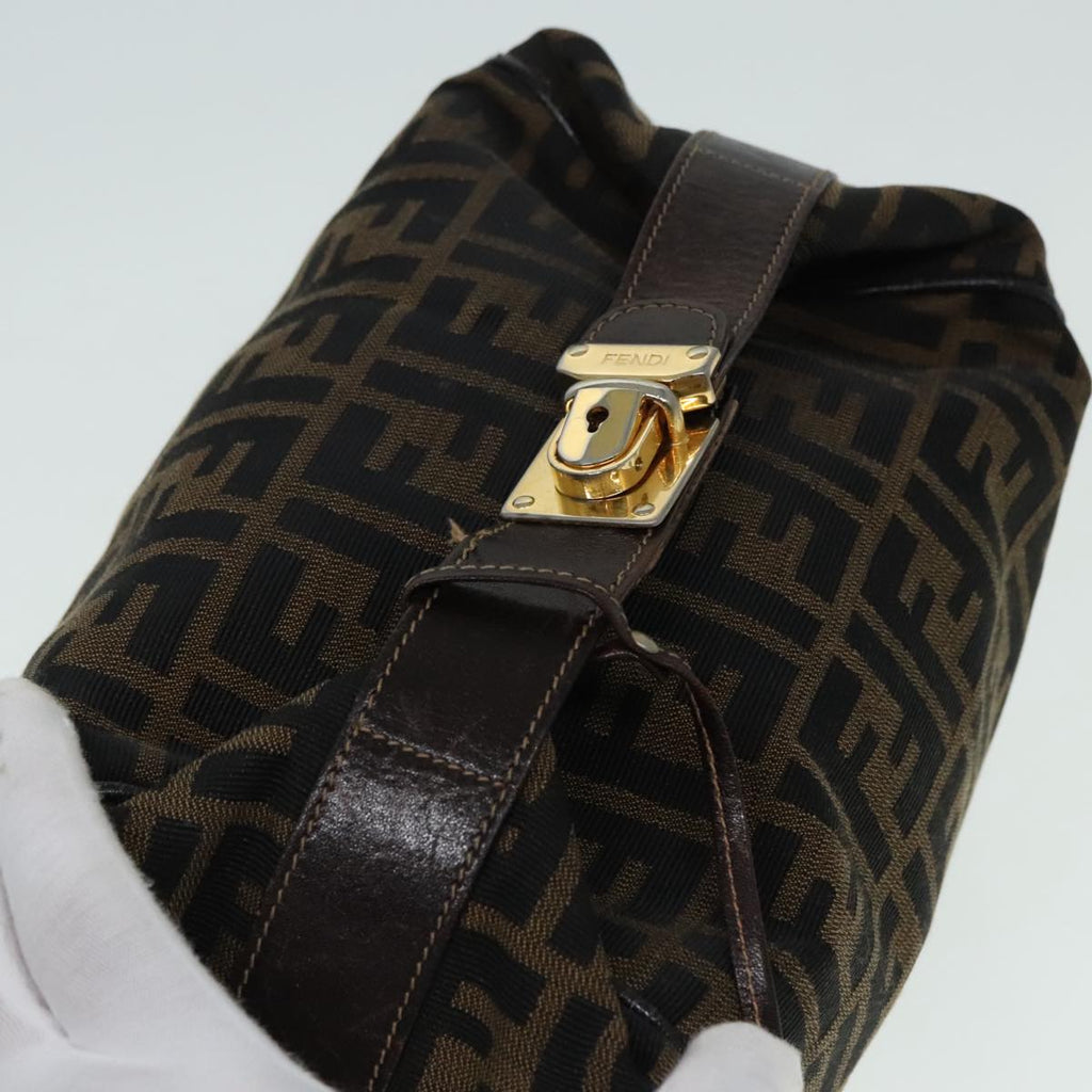 FENDI Zucca Canvas Vanity Hand Bag Brown 92101