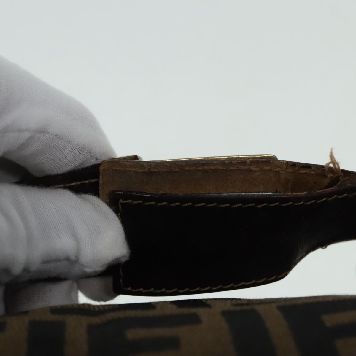 FENDI Zucca Canvas Vanity Hand Bag Brown 92101