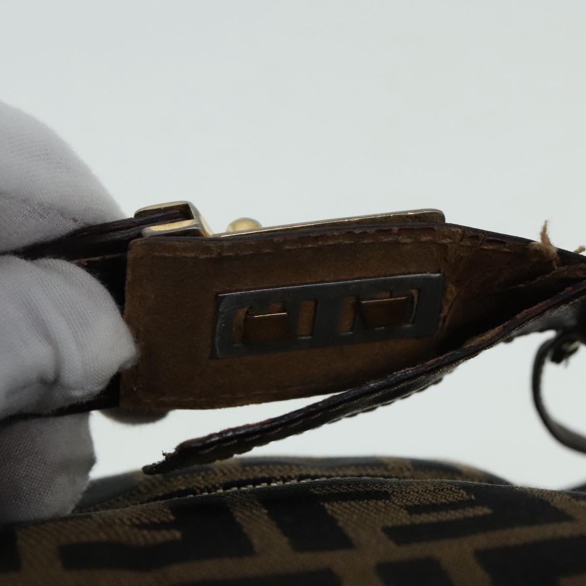 FENDI Zucca Canvas Vanity Hand Bag Brown 92101