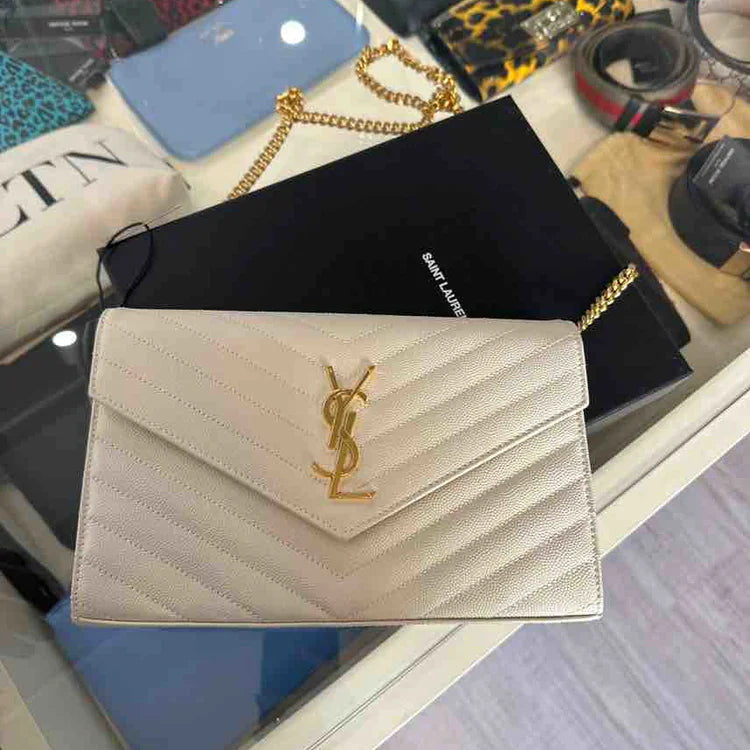 Ysl Cassandre MatelassÃƒÆ’Ã‚Â© Chain Wallet In Grain De Poudre Embossed Leather