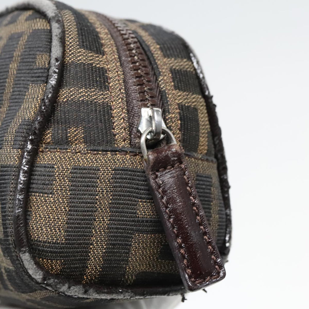 FENDI Zucca Canvas Pouch Brown Black Silver 92188