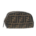 FENDI Zucca Canvas Pouch Brown Black Silver 92188