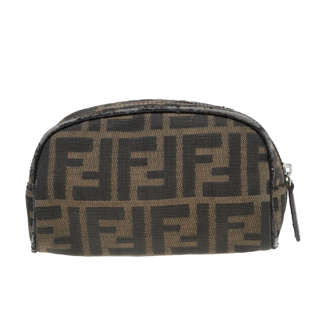 FENDI Zucca Canvas Pouch Brown Black Silver 92188