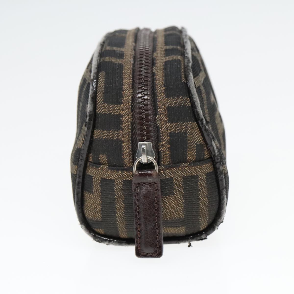 FENDI Zucca Canvas Pouch Brown Black Silver 92188