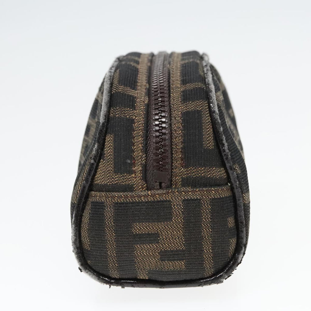 FENDI Zucca Canvas Pouch Brown Black Silver 92188