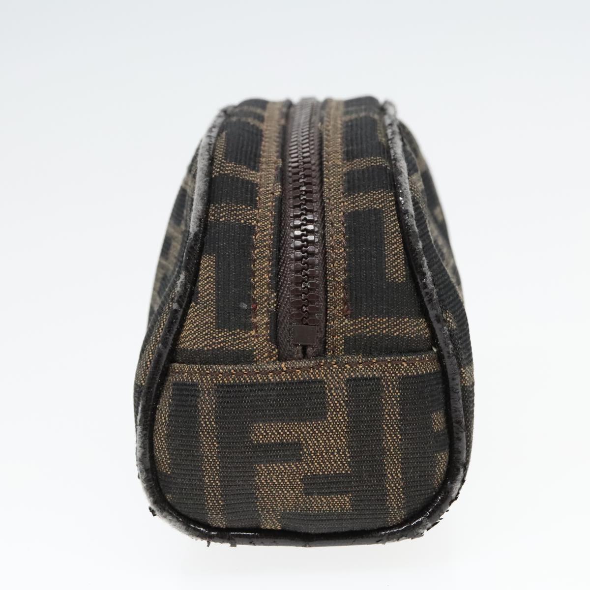 FENDI Zucca Canvas Pouch Brown Black Silver 92188