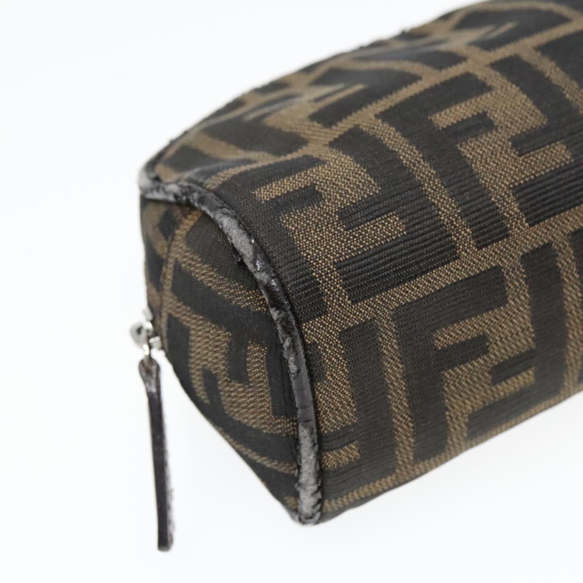 FENDI Zucca Canvas Pouch Brown Black Silver 92188