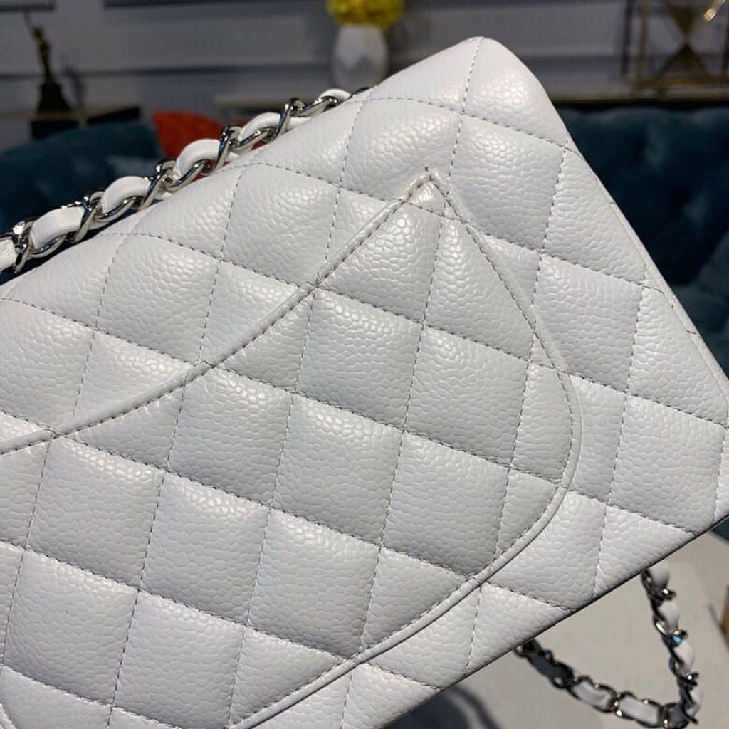 CHLSmall Classic Handbag Silver Hardware White For Women Bags, Shoulder And Crossbody Bags 7.8in/20cm A01113