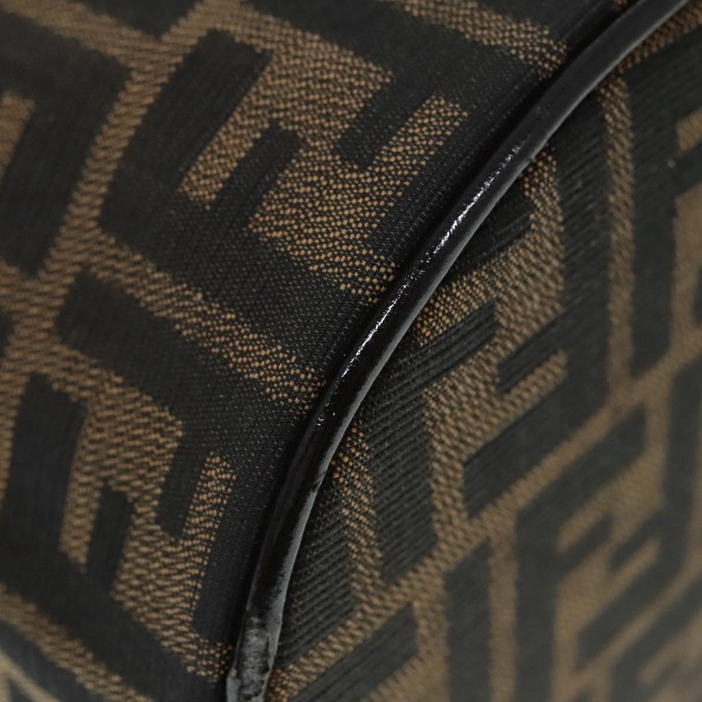 FENDI Zucca Canvas Vanity Hand Bag Brown Black Silver 92279