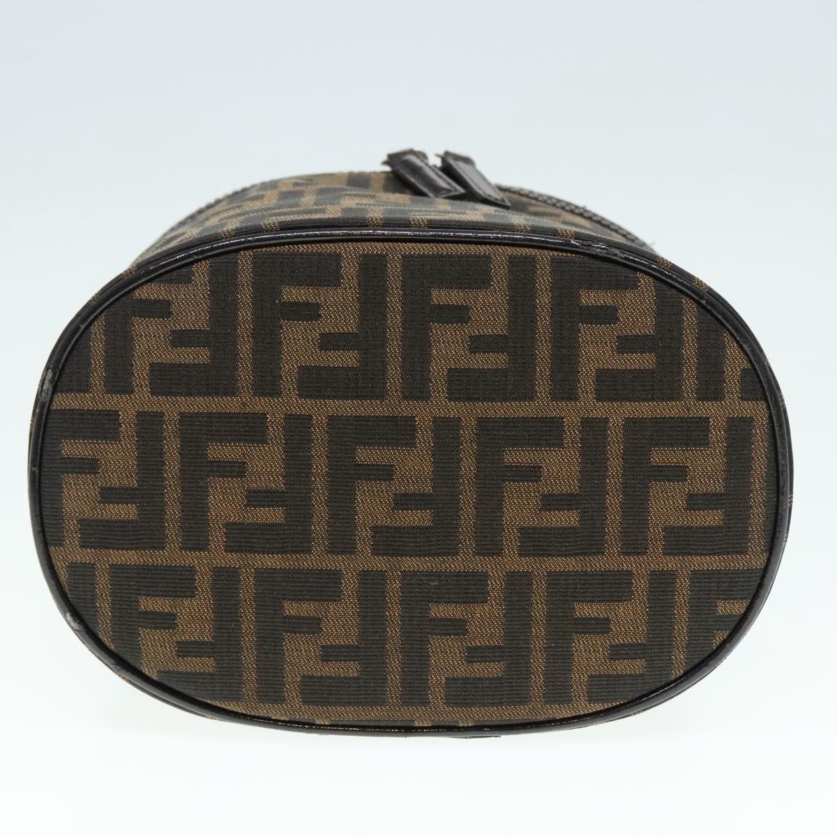 FENDI Zucca Canvas Vanity Hand Bag Brown Black Silver 92279