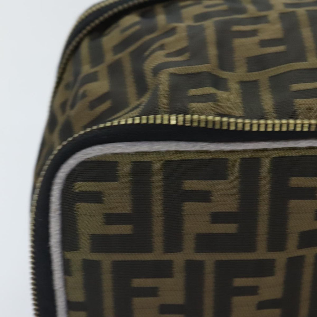 FENDI Zucca Canvas Vanity Pouch Brown Black gold 92315