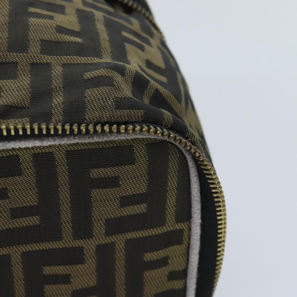 FENDI Zucca Canvas Vanity Pouch Brown Black gold 92315