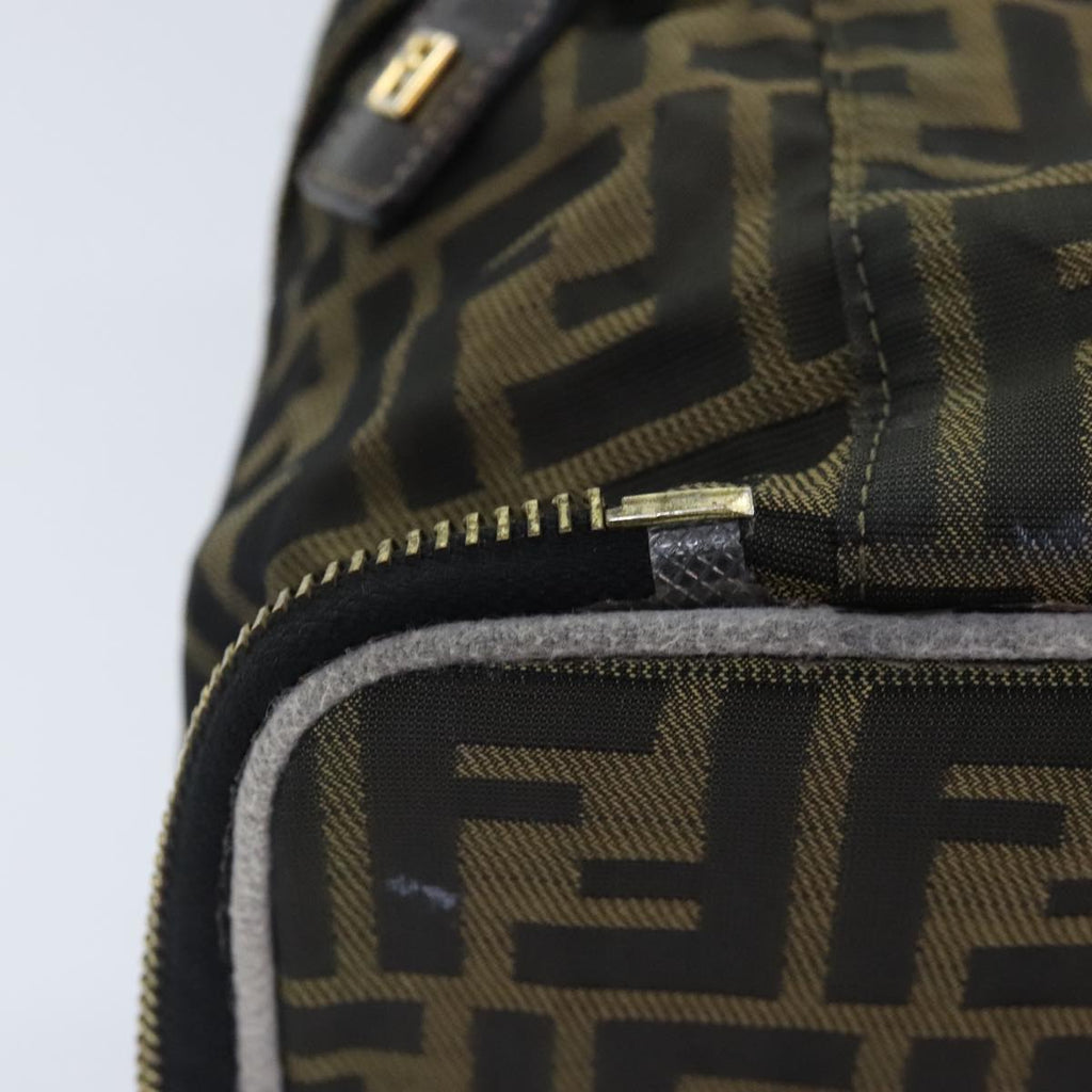 FENDI Zucca Canvas Vanity Pouch Brown Black gold 92315