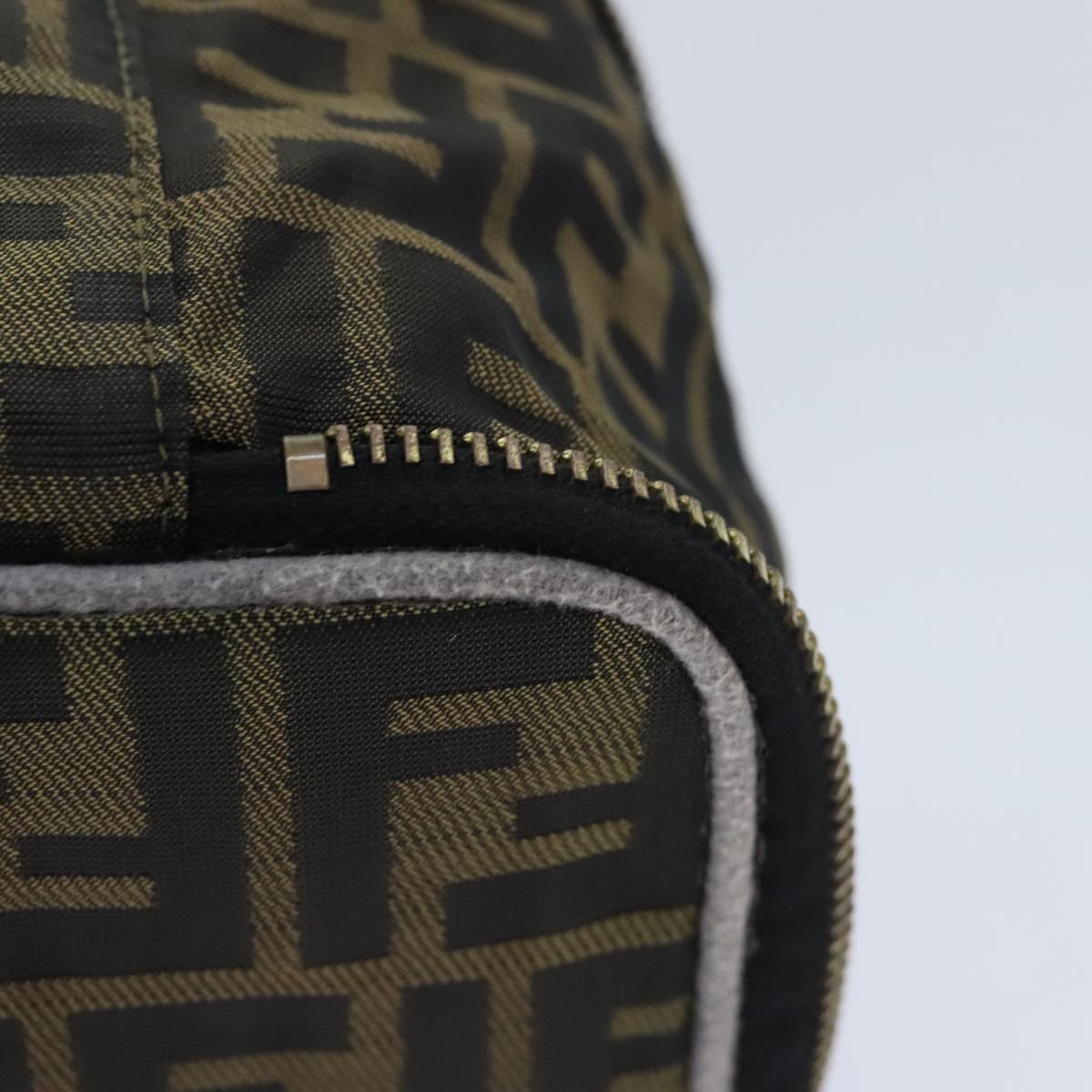 FENDI Zucca Canvas Vanity Pouch Brown Black gold 92315