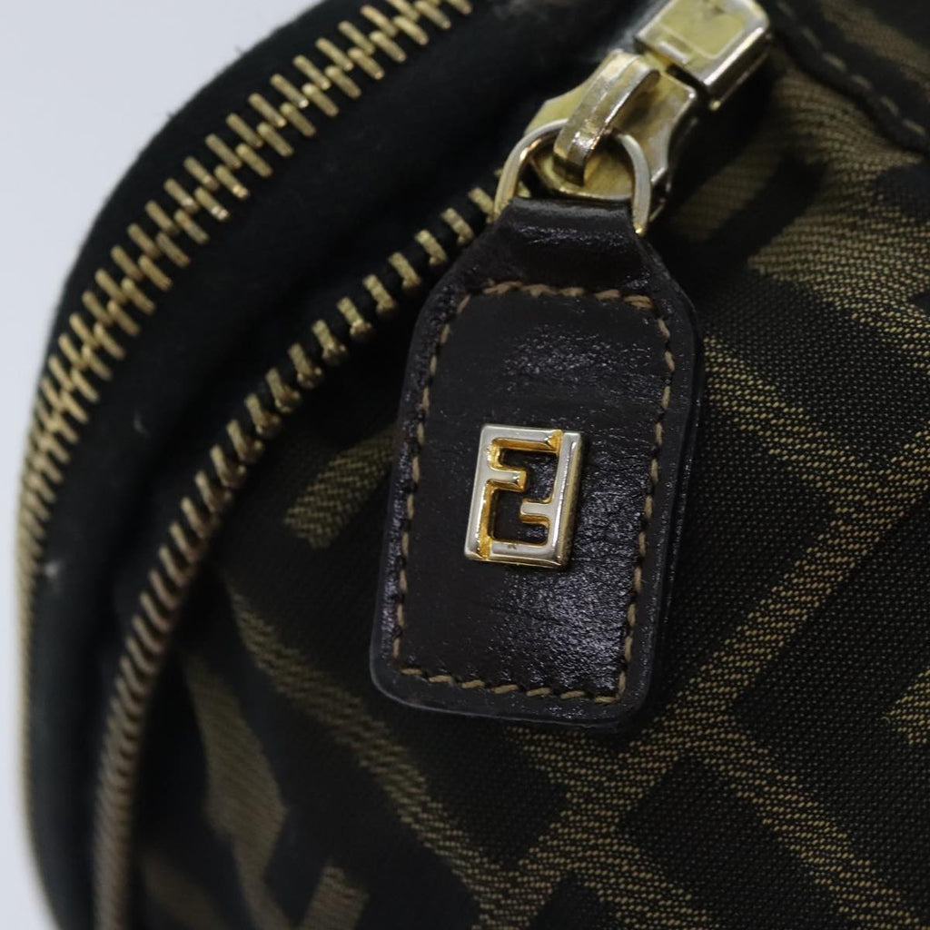 FENDI Zucca Canvas Vanity Pouch Brown Black gold 92315