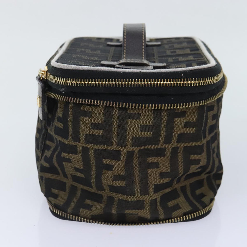 FENDI Zucca Canvas Vanity Pouch Brown Black gold 92315