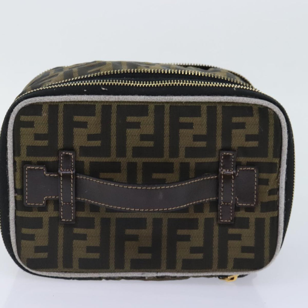 FENDI Zucca Canvas Vanity Pouch Brown Black gold 92315