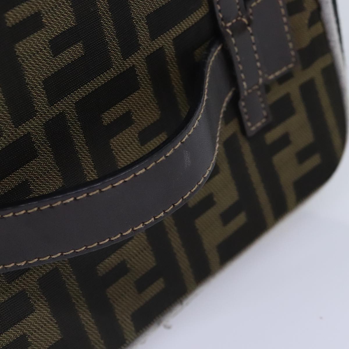 FENDI Zucca Canvas Vanity Pouch Brown Black gold 92315