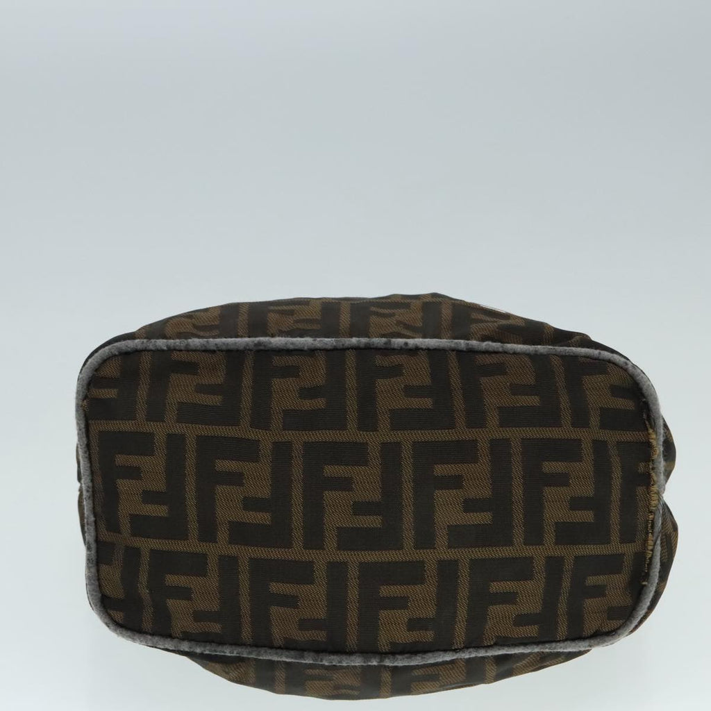 FENDI Zucca Canvas Hand Bag Brown Black Silver 92328