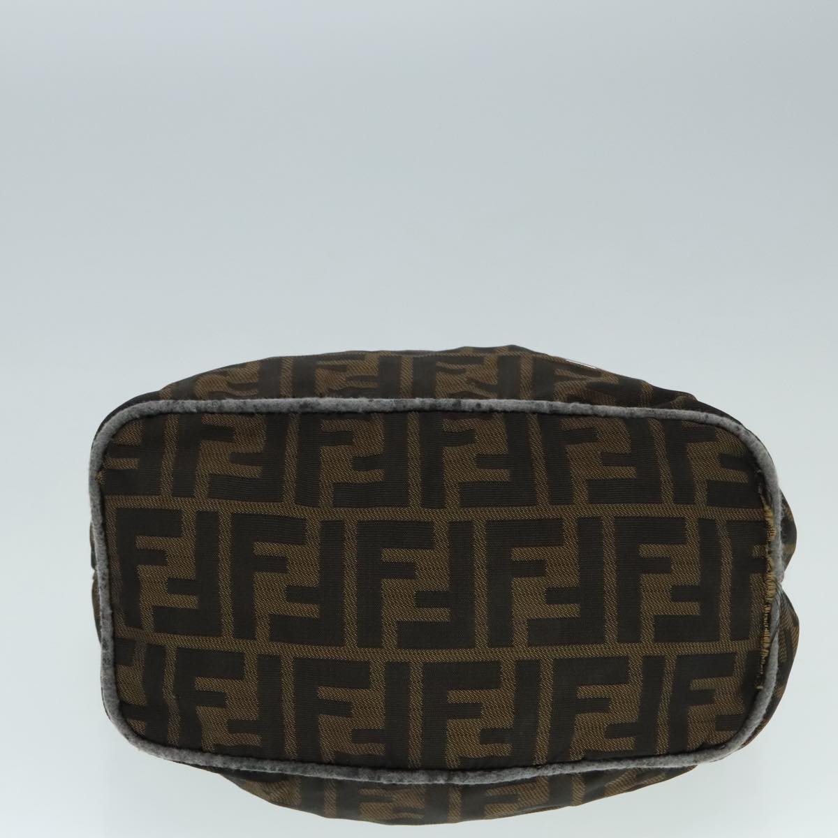 FENDI Zucca Canvas Hand Bag Brown Black Silver 92328