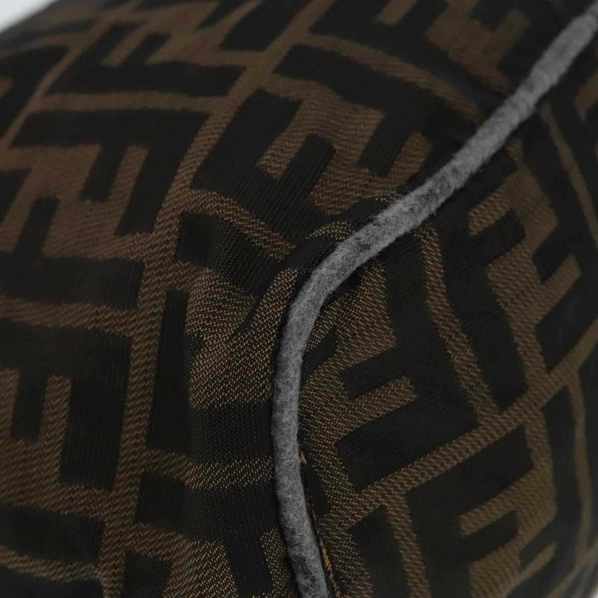 FENDI Zucca Canvas Hand Bag Brown Black Silver 92328