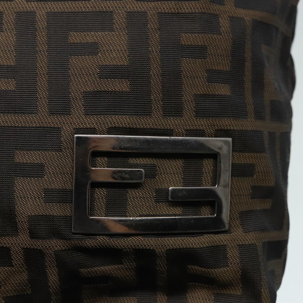 FENDI Zucca Canvas Hand Bag Brown Black Silver 92328