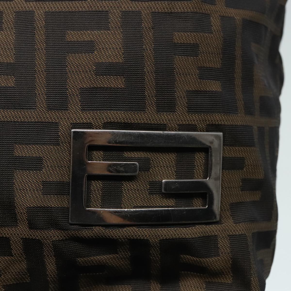 FENDI Zucca Canvas Hand Bag Brown Black Silver 92328