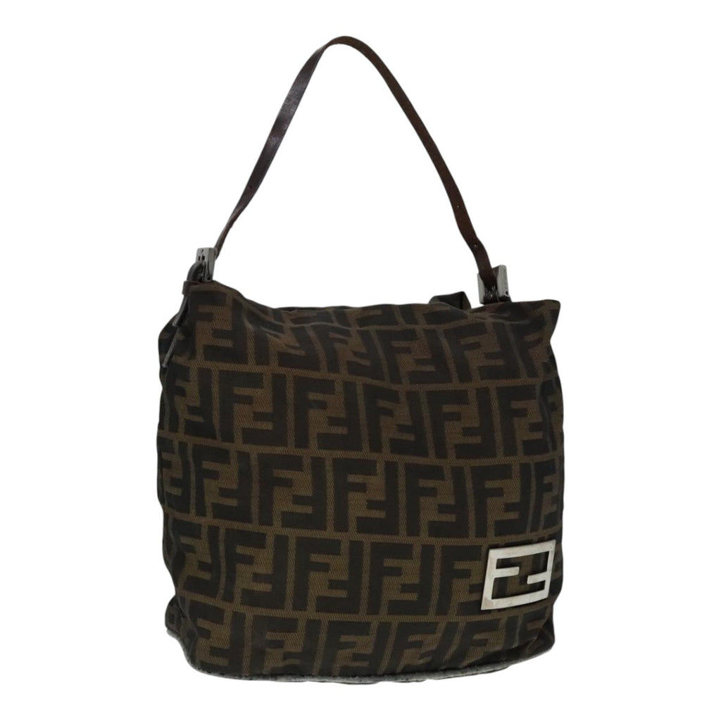 FENDI Zucca Canvas Hand Bag Brown Black Silver 92328