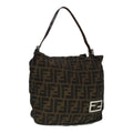 FENDI Zucca Canvas Hand Bag Brown Black Silver 92328