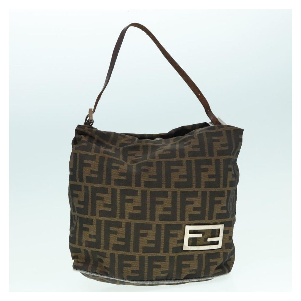 FENDI Zucca Canvas Hand Bag Brown Black Silver 92328