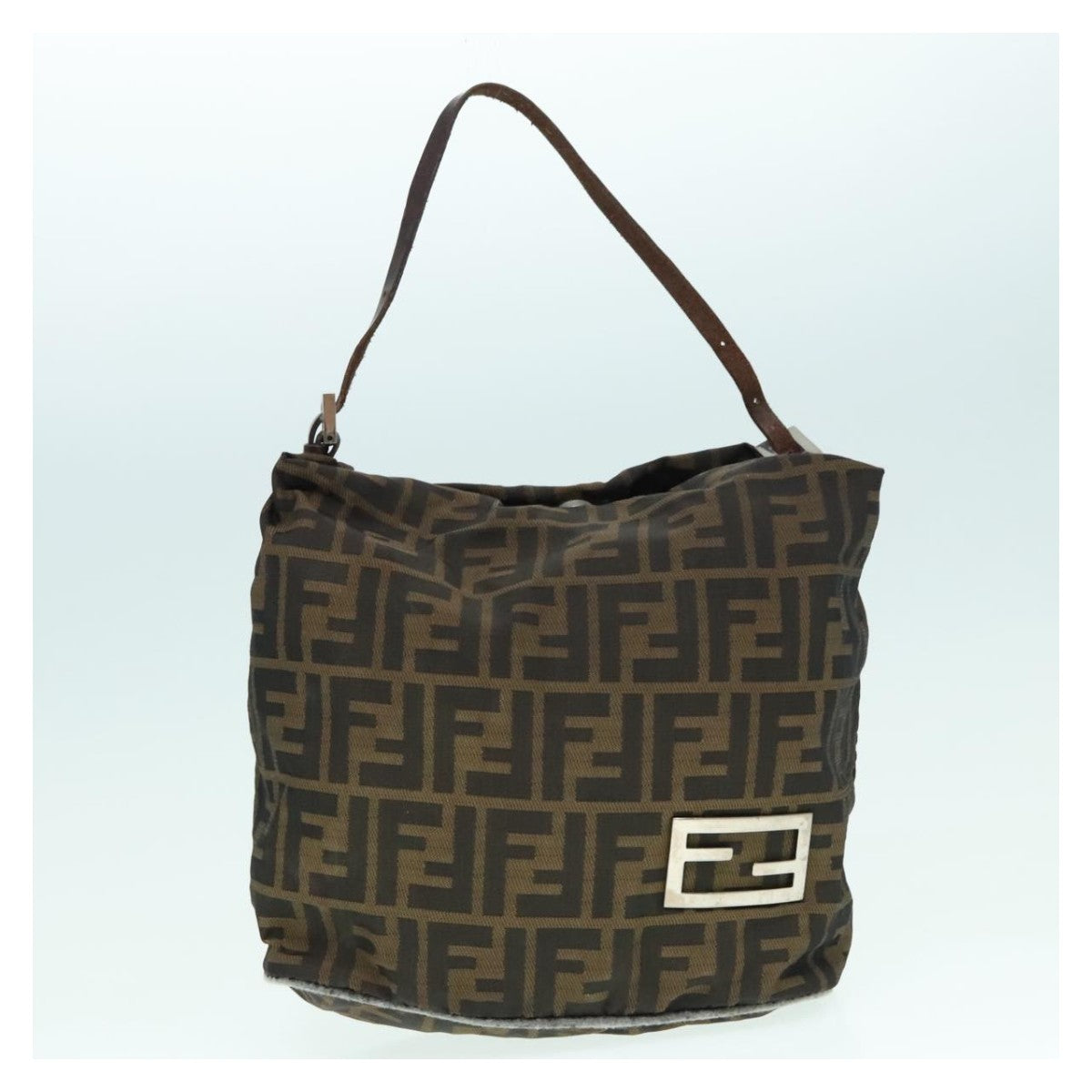 FENDI Zucca Canvas Hand Bag Brown Black Silver 92328