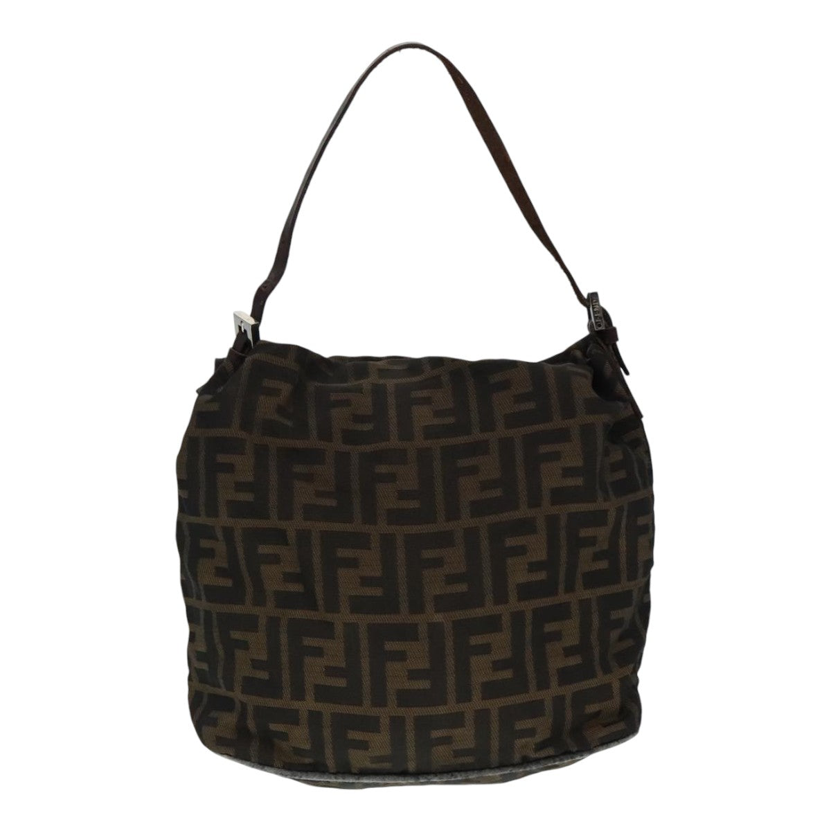 FENDI Zucca Canvas Hand Bag Brown Black Silver 92328