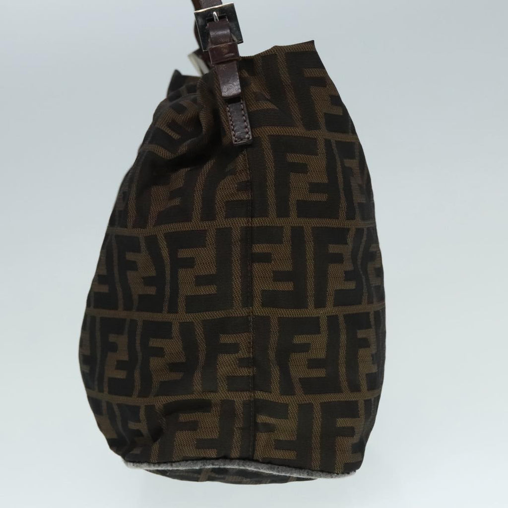 FENDI Zucca Canvas Hand Bag Brown Black Silver 92328