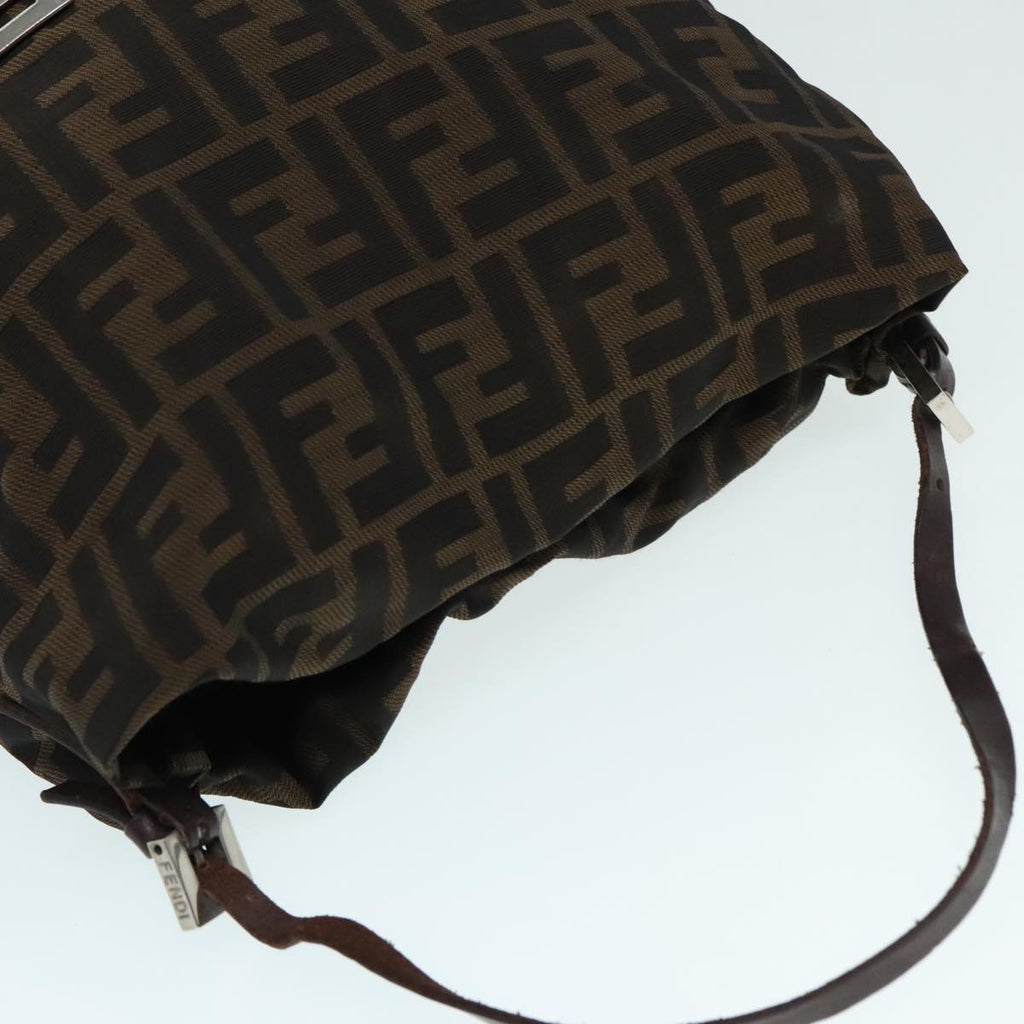 FENDI Zucca Canvas Hand Bag Brown Black Silver 92328