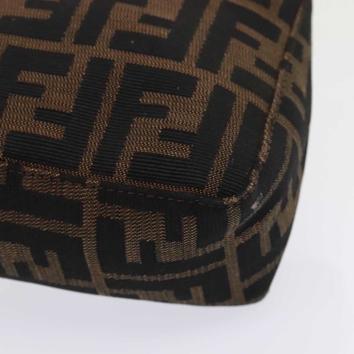 FENDI Zucca Canvas Hand Bag Brown Black Silver 92329