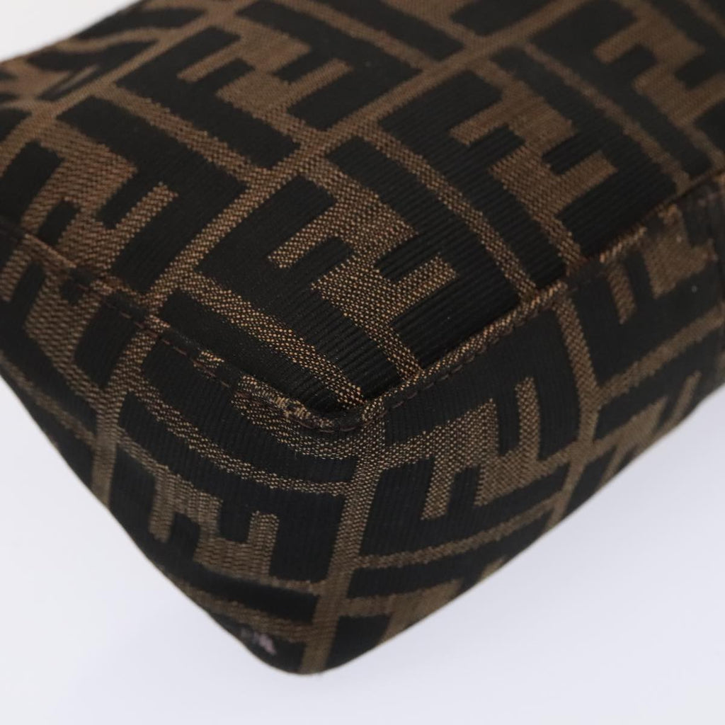 FENDI Zucca Canvas Hand Bag Brown Black Silver 92329