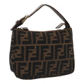 FENDI Zucca Canvas Hand Bag Brown Black Silver 92329