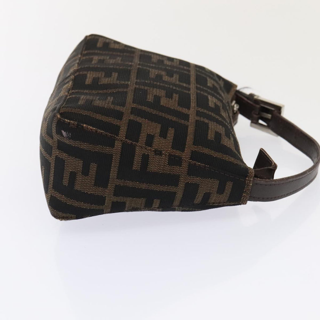 FENDI Zucca Canvas Hand Bag Brown Black Silver 92329