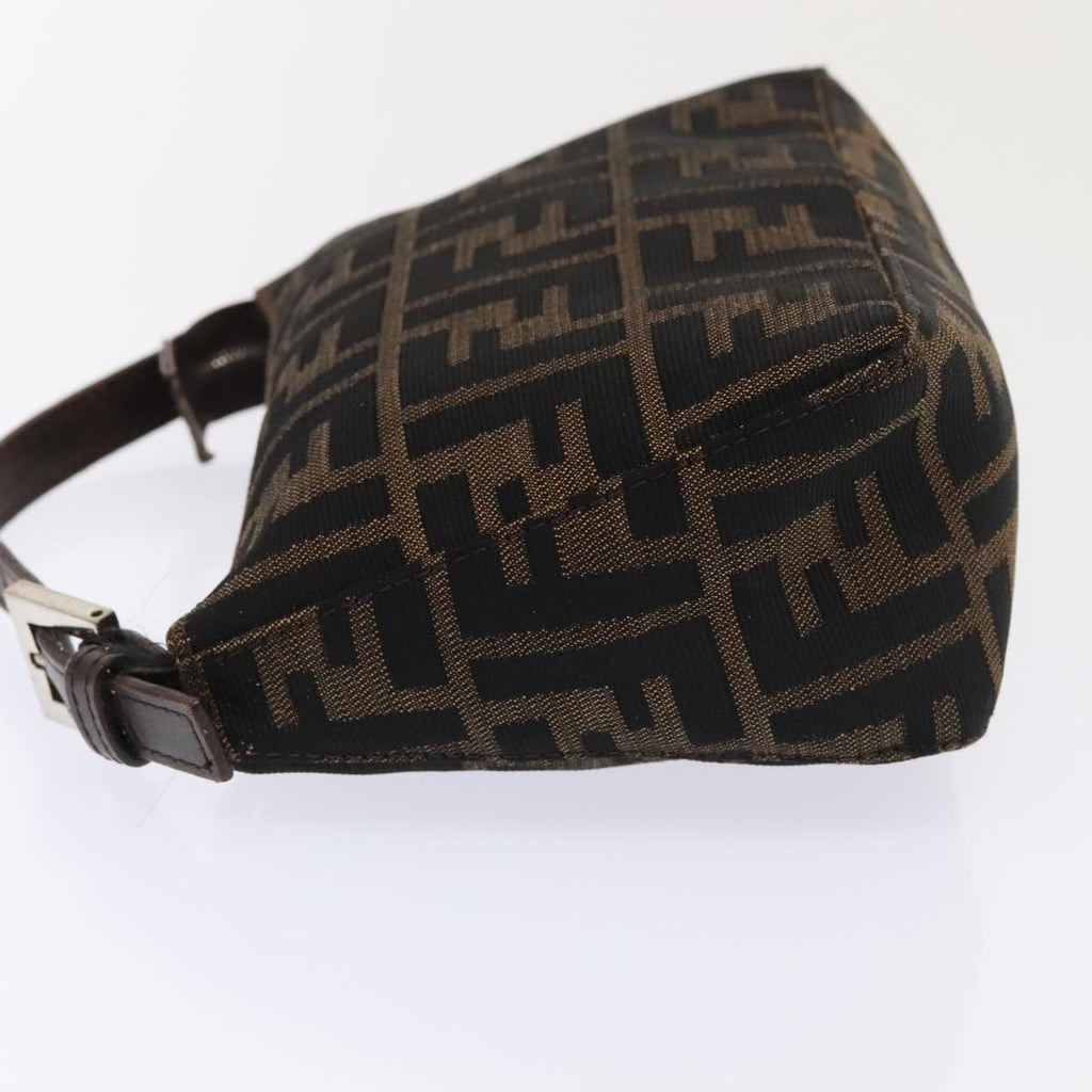 FENDI Zucca Canvas Hand Bag Brown Black Silver 92329