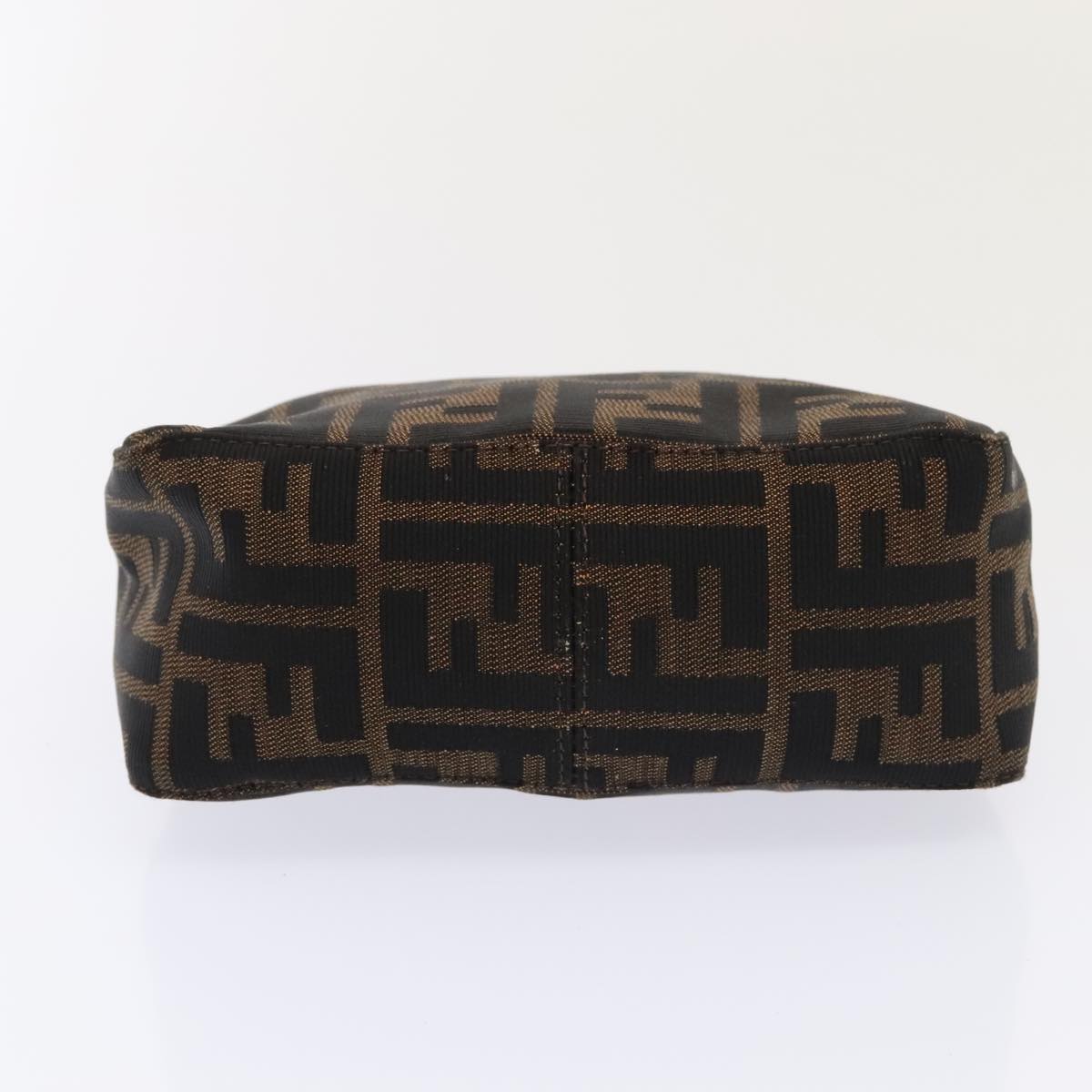 FENDI Zucca Canvas Hand Bag Brown Black Silver 92329